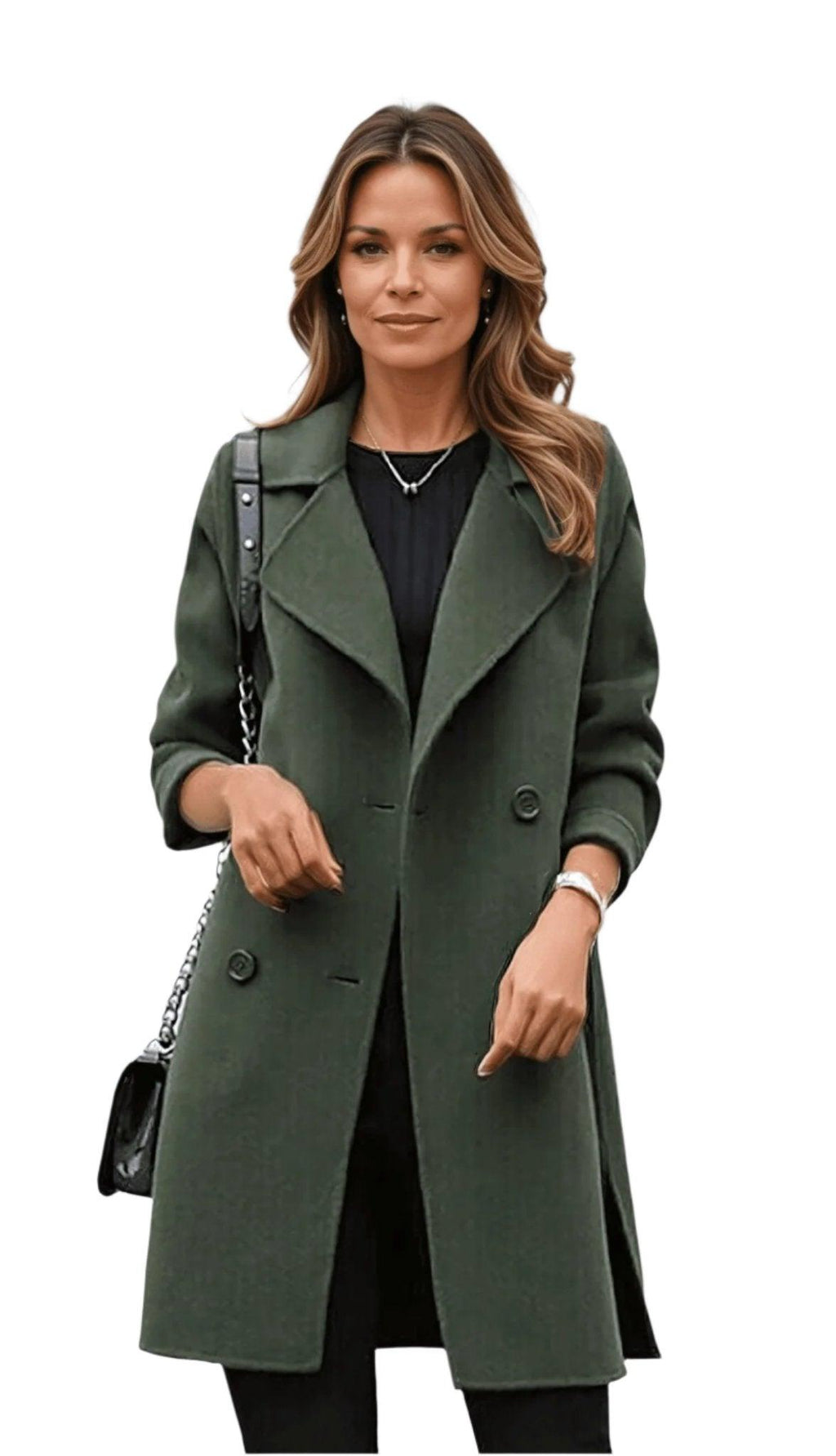SUENTA Damen Trenchcoat Doppelreihige Mantel Strukturierte Silhouette Eleganz