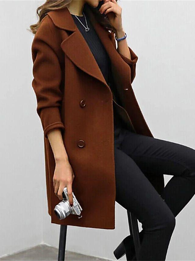 SUENTA Damen Trenchcoat Doppelreihige Mantel Strukturierte Silhouette Eleganz Braun
