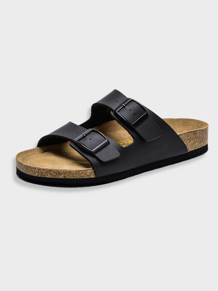 SUENTA Bequeme Arizona Sandalen Kunstleder Mit Robuster Sohle Schwarz