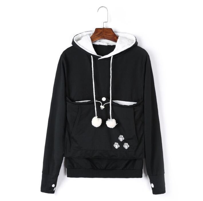 SUENTA Hoodie Schlafplatz Katzenhaaren Komfort Katze Hoodie Schwarz