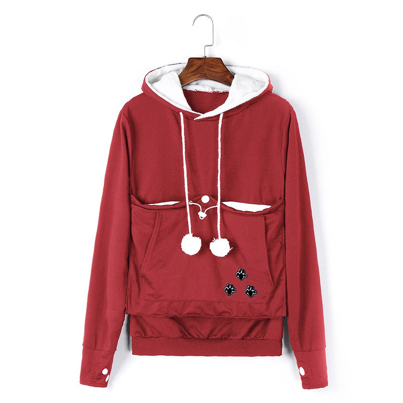 SUENTA Hoodie Schlafplatz Katzenhaaren Komfort Katze Hoodie Rot