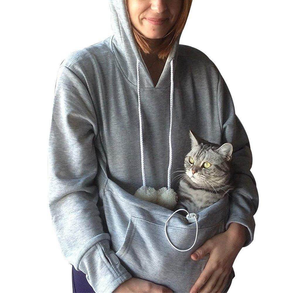 SUENTA Hoodie Schlafplatz Katzenhaaren Komfort Katze Hoodie Grau