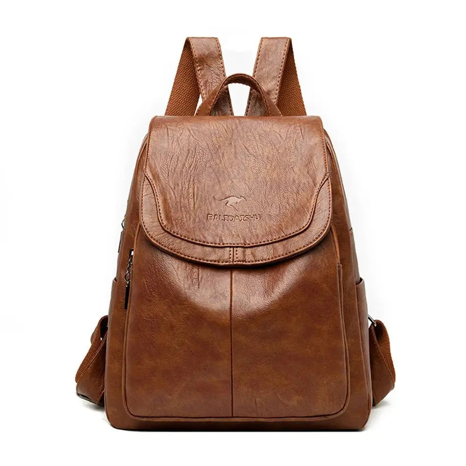 SUENTA Bersh | Damen-Lederrucksack – Diebstahlsicheres Design, echtes Leder & urbane Eleganz braun