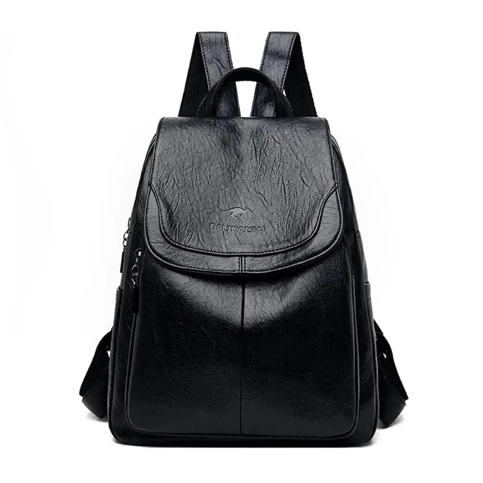 SUENTA Bersh | Damen-Lederrucksack – Diebstahlsicheres Design, echtes Leder & urbane Eleganz Schwarz