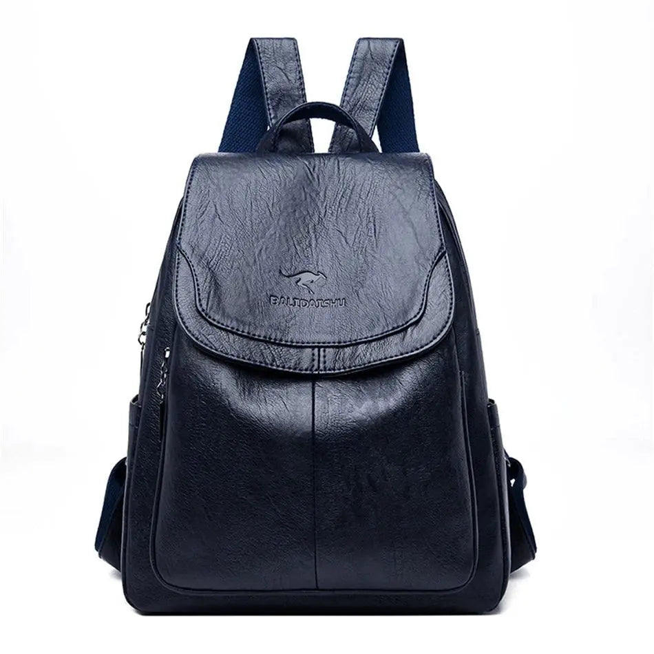 SUENTA Bersh | Damen-Lederrucksack – Diebstahlsicheres Design, echtes Leder & urbane Eleganz dunkelblau