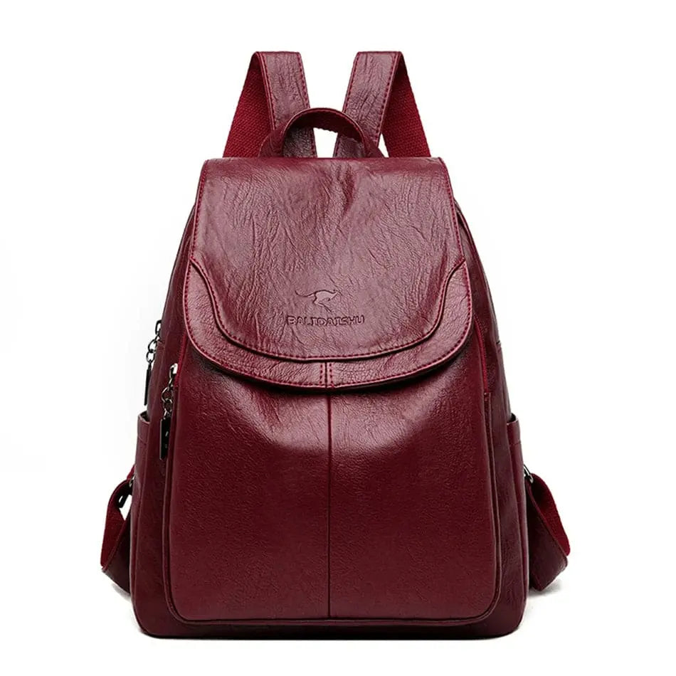 SUENTA Bersh | Damen-Lederrucksack – Diebstahlsicheres Design, echtes Leder & urbane Eleganz weinrot