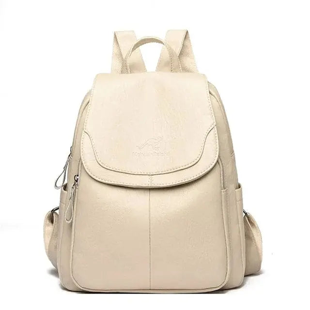 SUENTA Bersh | Damen-Lederrucksack – Diebstahlsicheres Design, echtes Leder & urbane Eleganz Beige