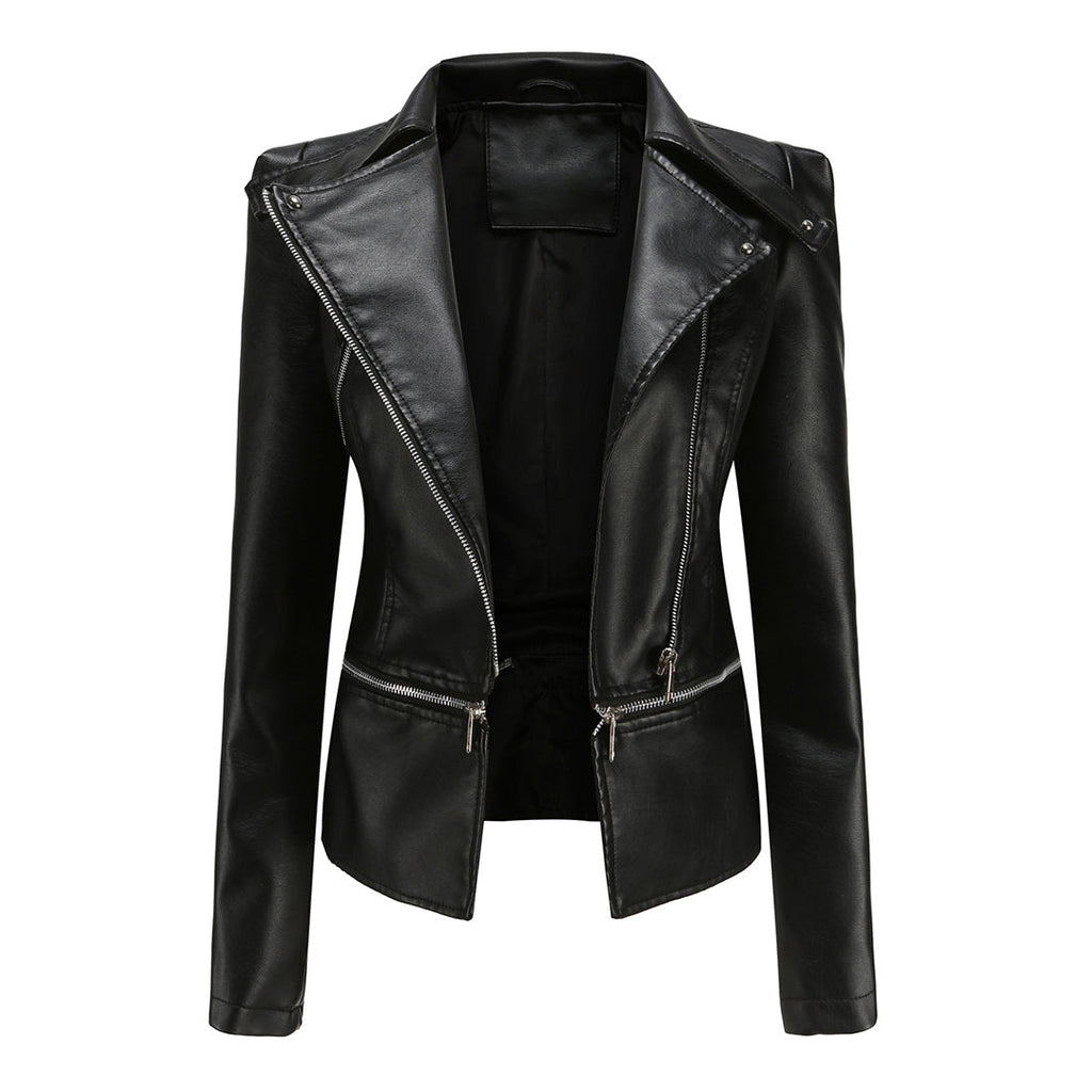 SUENTA Damen Bikerjacke – Schlanke Passform mit Klaren Linien im Lässigen Stil Schwarz