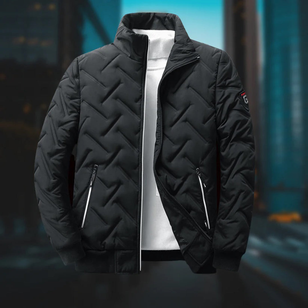 SUENTA Herren Klassischer Winter Puffer Jacke Warme Schutz Alltag Schwarz