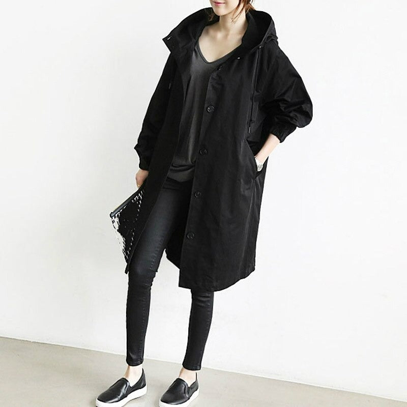 SUENTA Damen Wasserdichter Trenchcoat für Damen Stilvoll Funktional Schwarz