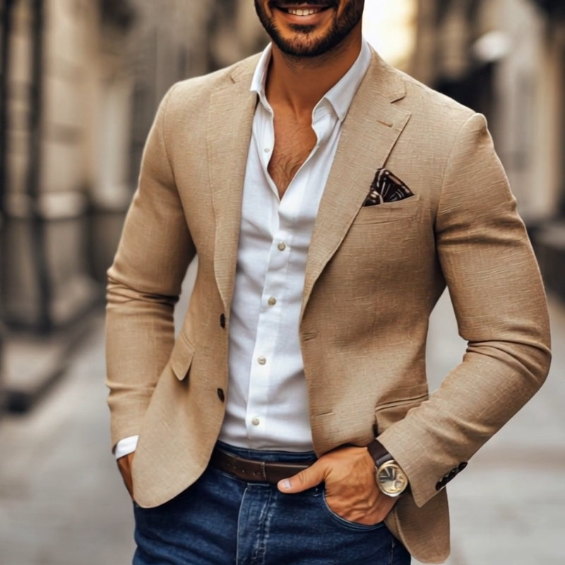 SUENTA Ranches | Herren Blazer Klassischer Schnitt Zwei Knöpfen – Luxus Sakko Elegant & Tailored Anzugjacke