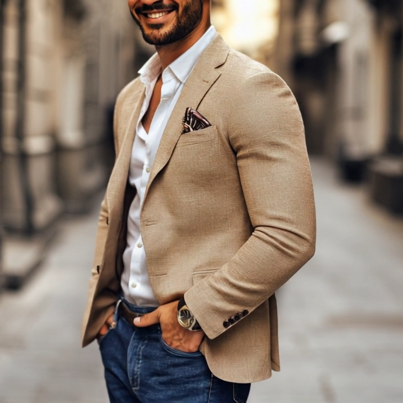 SUENTA Ranches | Herren Blazer Klassischer Schnitt Zwei Knöpfen – Luxus Sakko Elegant & Tailored Anzugjacke