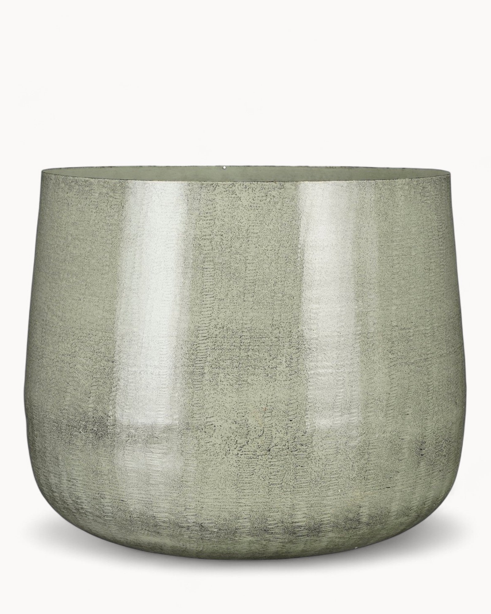 Blumentopf Groß Metall Hellgrau Ø37 cm für Modernes Interieur 2