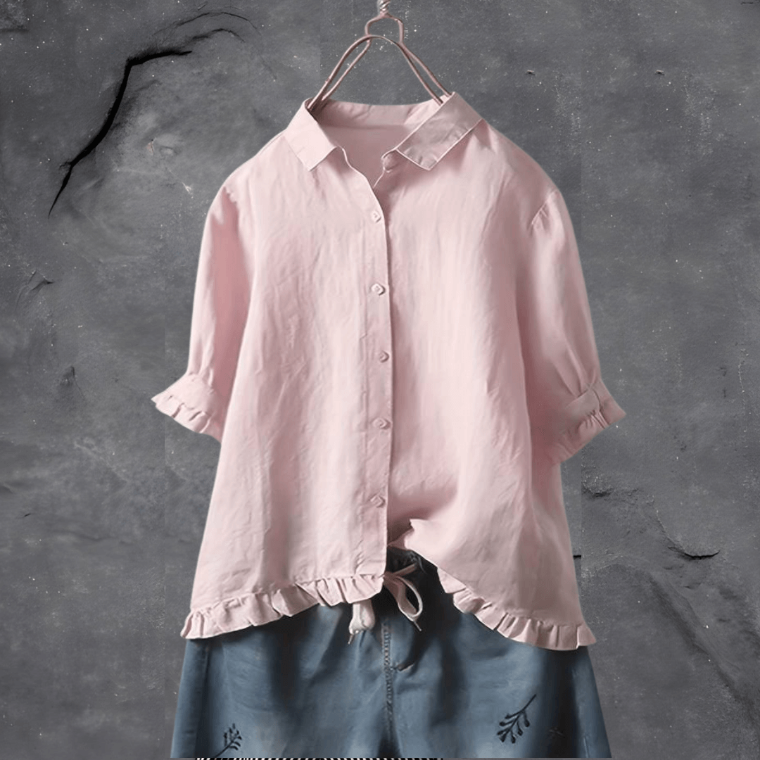 SUENTA Bluse Damen Leicht Elegant Freizeit Outfit Tragekomfort Rosa