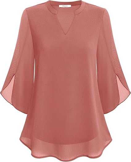 SUENTA Bluse Dreiviertel Ärmel Fließender Stoff Formeller Stil
