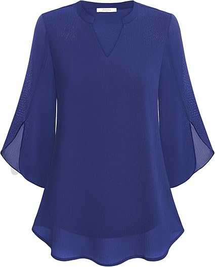 SUENTA Bluse Dreiviertel Ärmel Fließender Stoff Formeller Stil