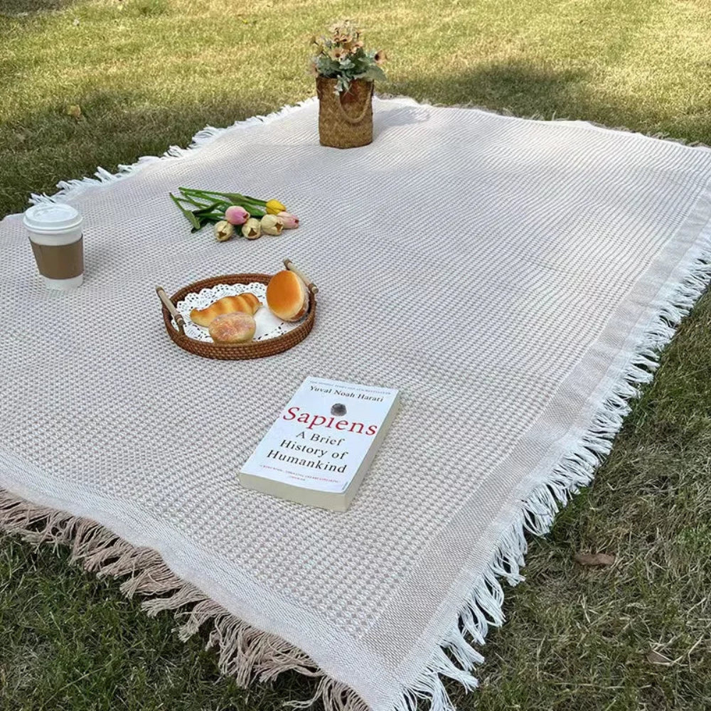 SUENTA Boho Picknick Decke Gewebte Outdoor Decke Mit Quasten