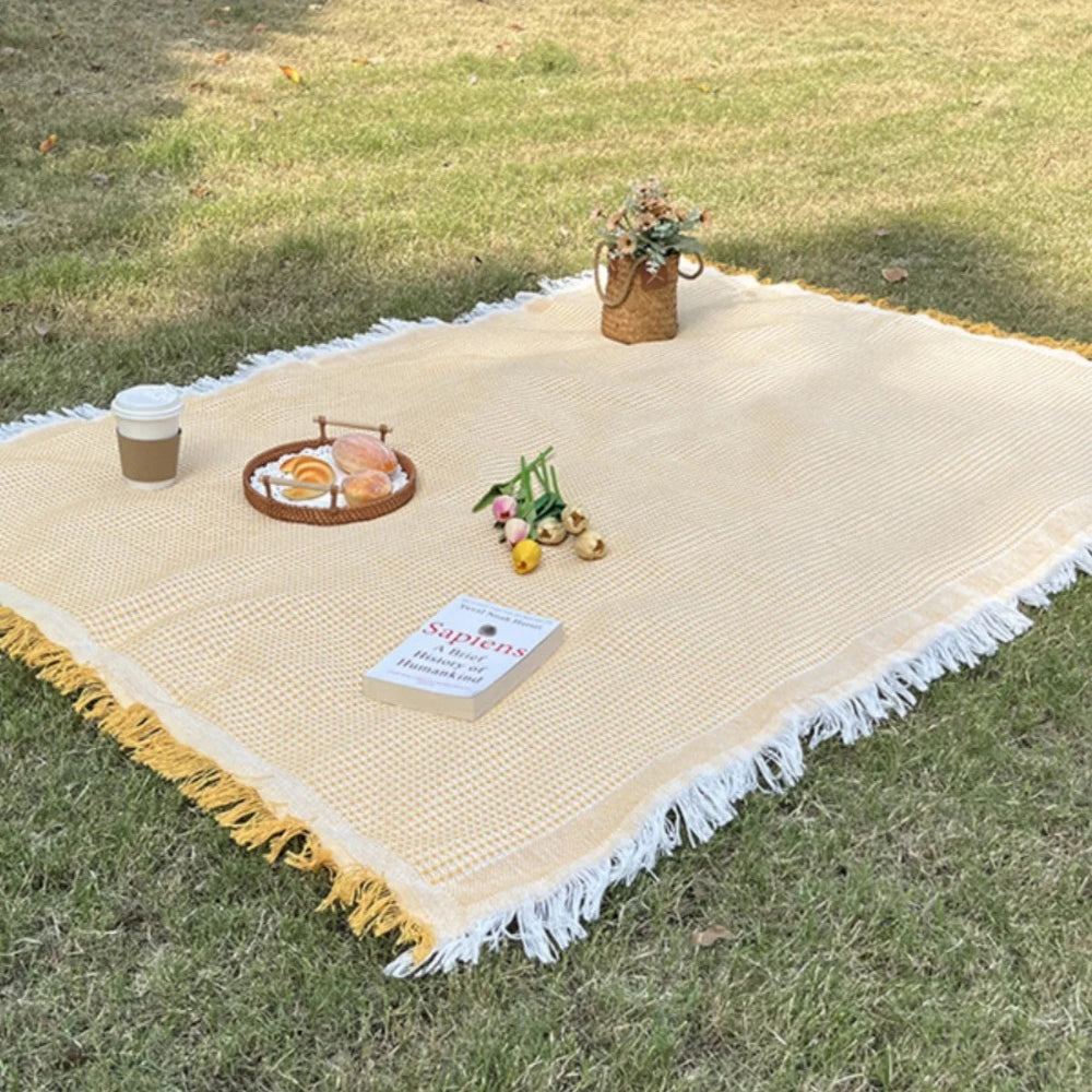 SUENTA Boho Picknick Decke Gewebte Outdoor Decke Mit Quasten