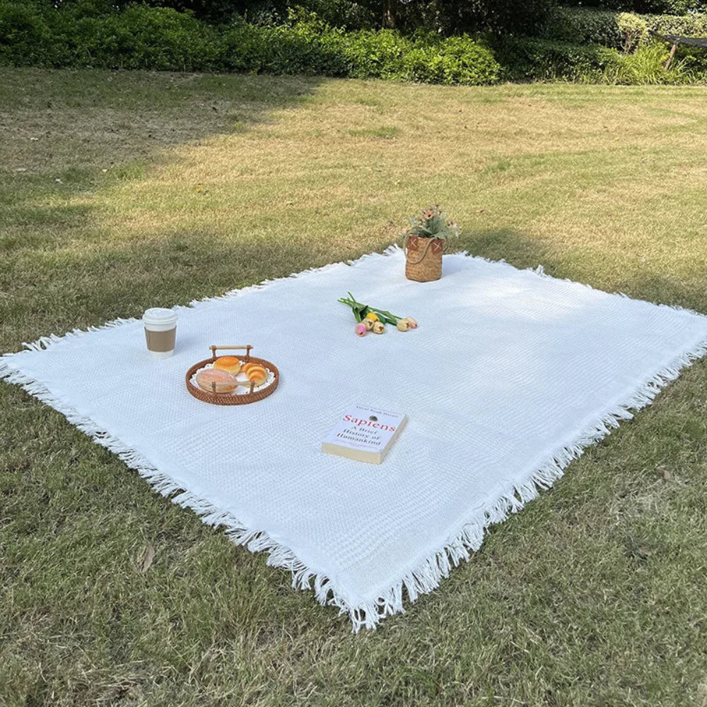 SUENTA Boho Picknick Decke Gewebte Outdoor Decke Mit Quasten
