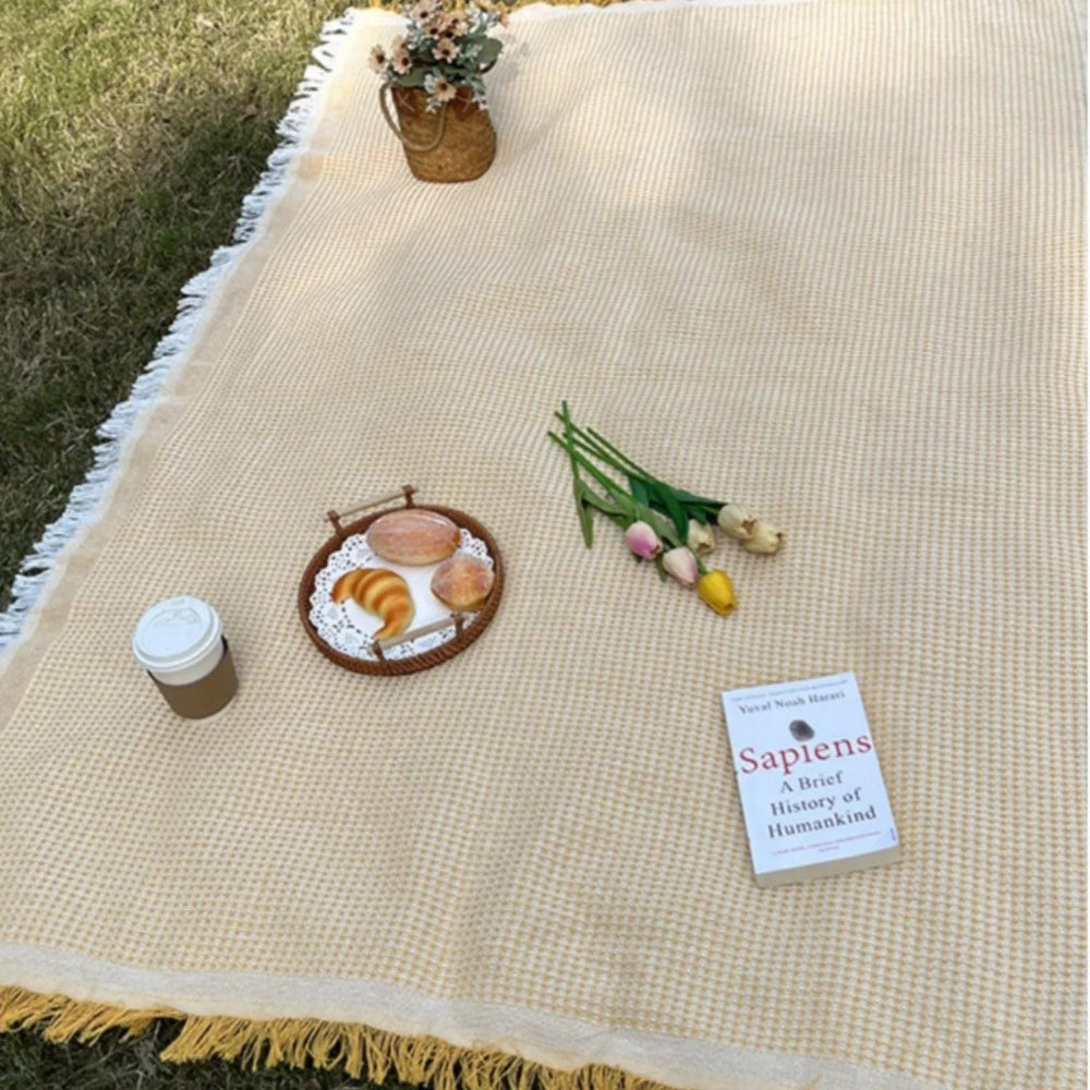 SUENTA Boho Picknick Decke Gewebte Outdoor Decke Mit Quasten