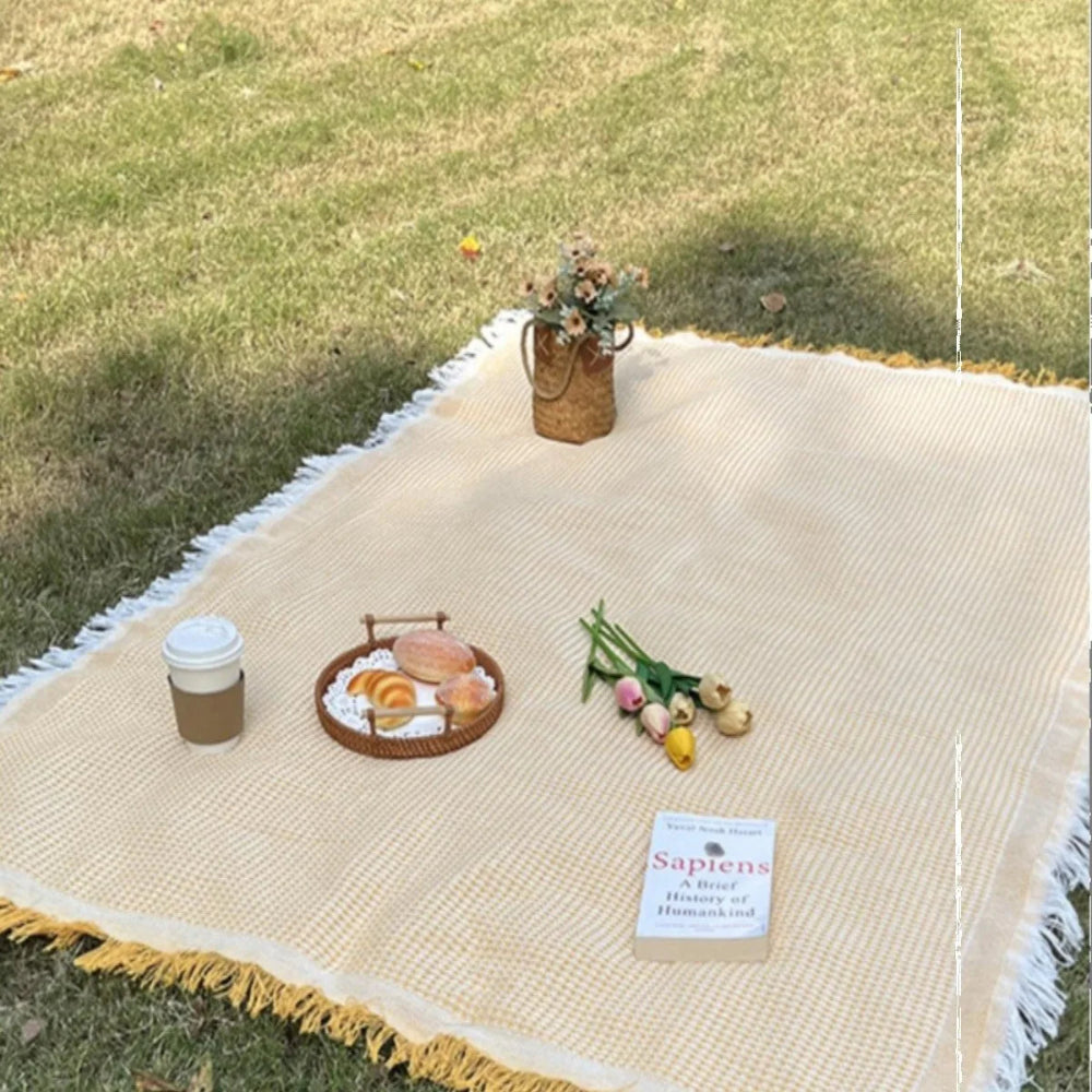 SUENTA Boho Picknick Decke Gewebte Outdoor Decke Mit Quasten