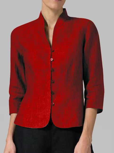 SUENTA Luma | Damen Vintage-Bluse – Authentischer Retro-Look, Klassischer Kragen & Lässige Passform Rot