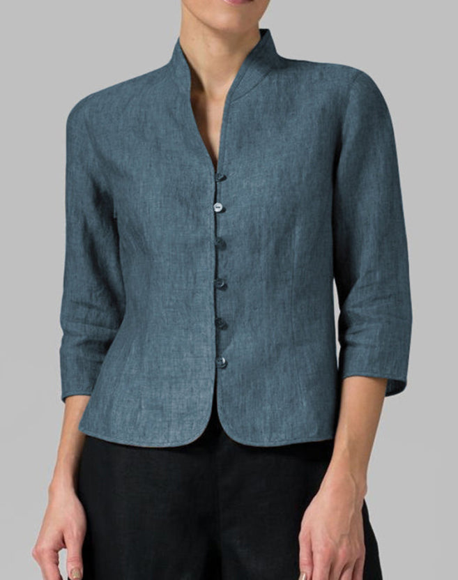 SUENTA Luma | Damen Vintage-Bluse – Authentischer Retro-Look, Klassischer Kragen & Lässige Passform Blau