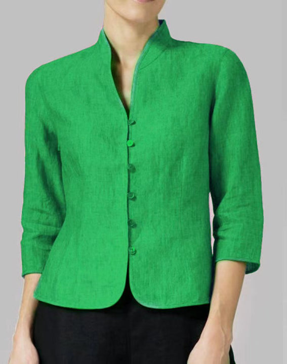 SUENTA Luma | Damen Vintage-Bluse – Authentischer Retro-Look, Klassischer Kragen & Lässige Passform Grün