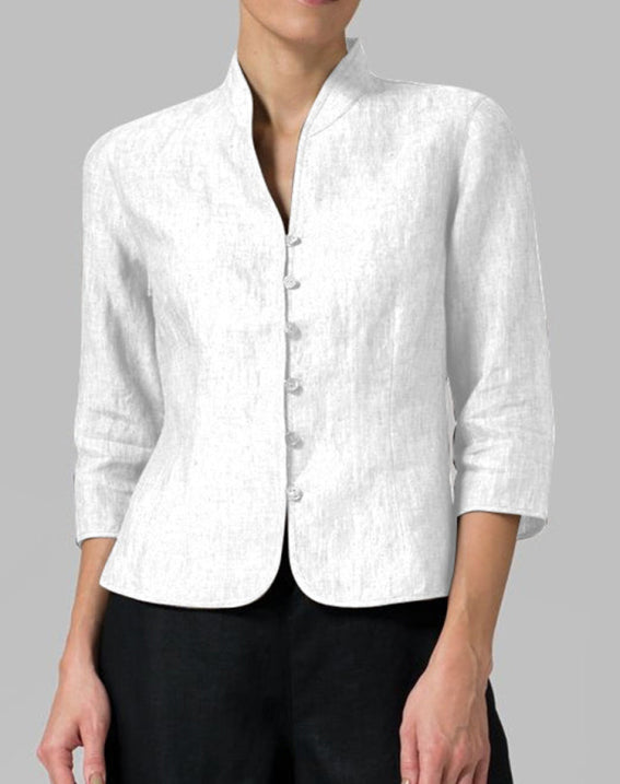 SUENTA Luma | Damen Vintage-Bluse – Authentischer Retro-Look, Klassischer Kragen & Lässige Passform Weiß