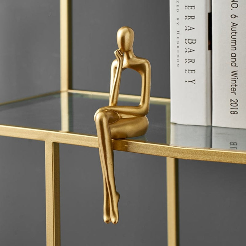 SUENTA Bücherregalfigur Minimalistische Goldene Dekorfigur Für Regal Der Denker