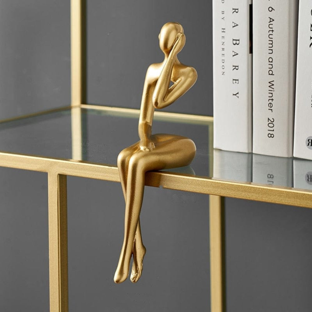 SUENTA Bücherregalfigur Minimalistische Goldene Dekorfigur Für Regal Der Musikliebhaber