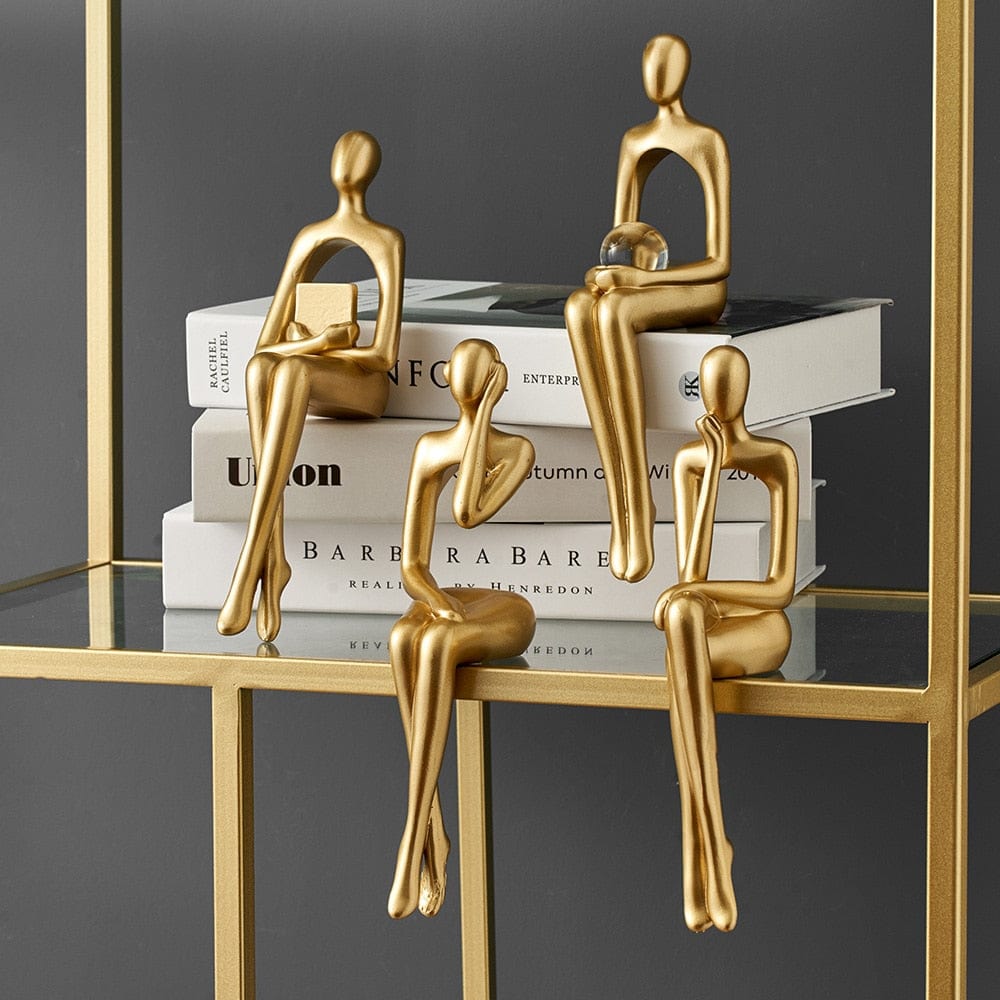 SUENTA Bücherregalfigur Minimalistische Goldene Dekorfigur Für Regal