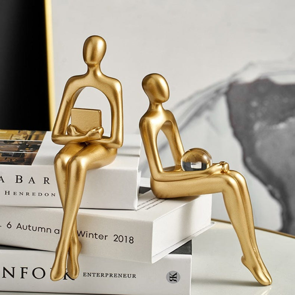 SUENTA Bücherregalfigur Minimalistische Goldene Dekorfigur Für Regal