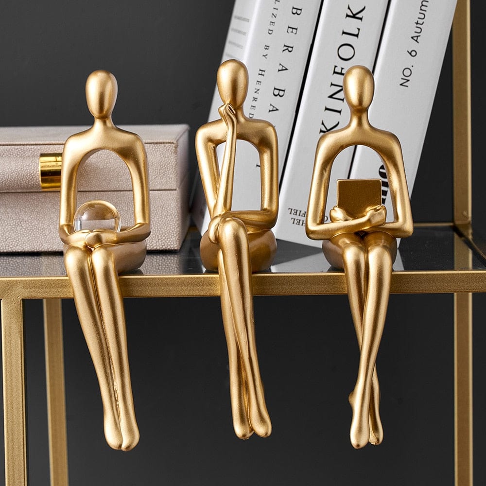 SUENTA Bücherregalfigur Minimalistische Goldene Dekorfigur Für Regal