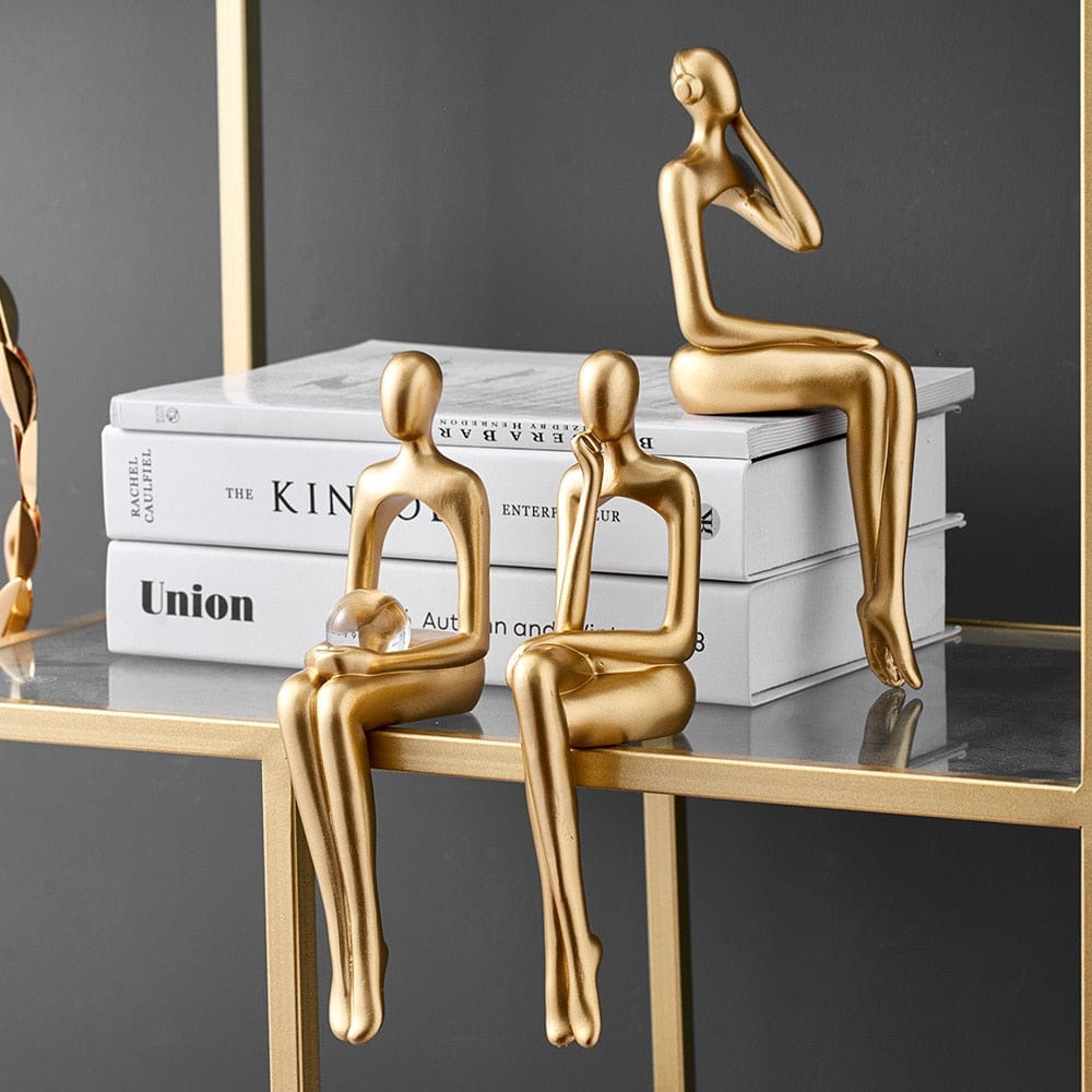 SUENTA Bücherregalfigur Minimalistische Goldene Dekorfigur Für Regal