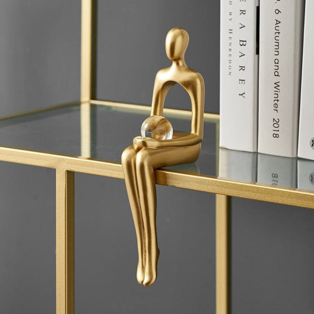 SUENTA Bücherregalfigur Minimalistische Goldene Dekorfigur Für Regal Der Mystiker