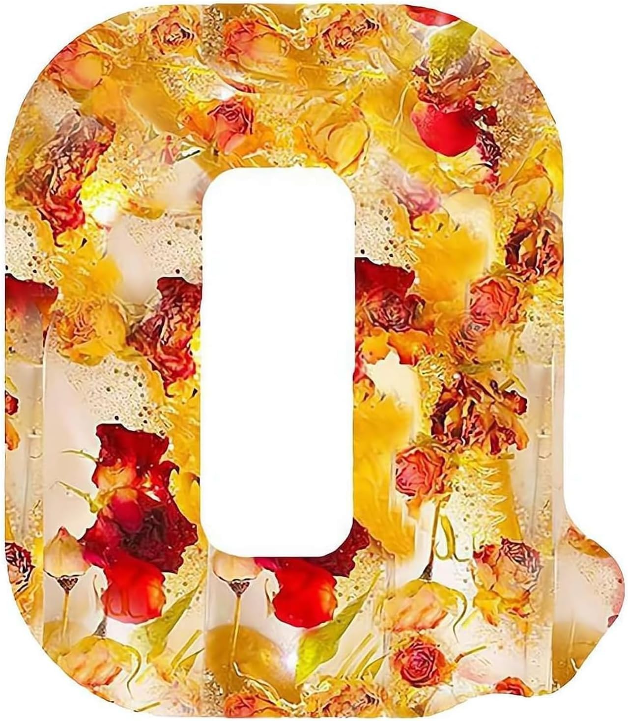 SUENTA Buchstaben-Harzlampe getrockneten Blumen Buchstabendesign Q