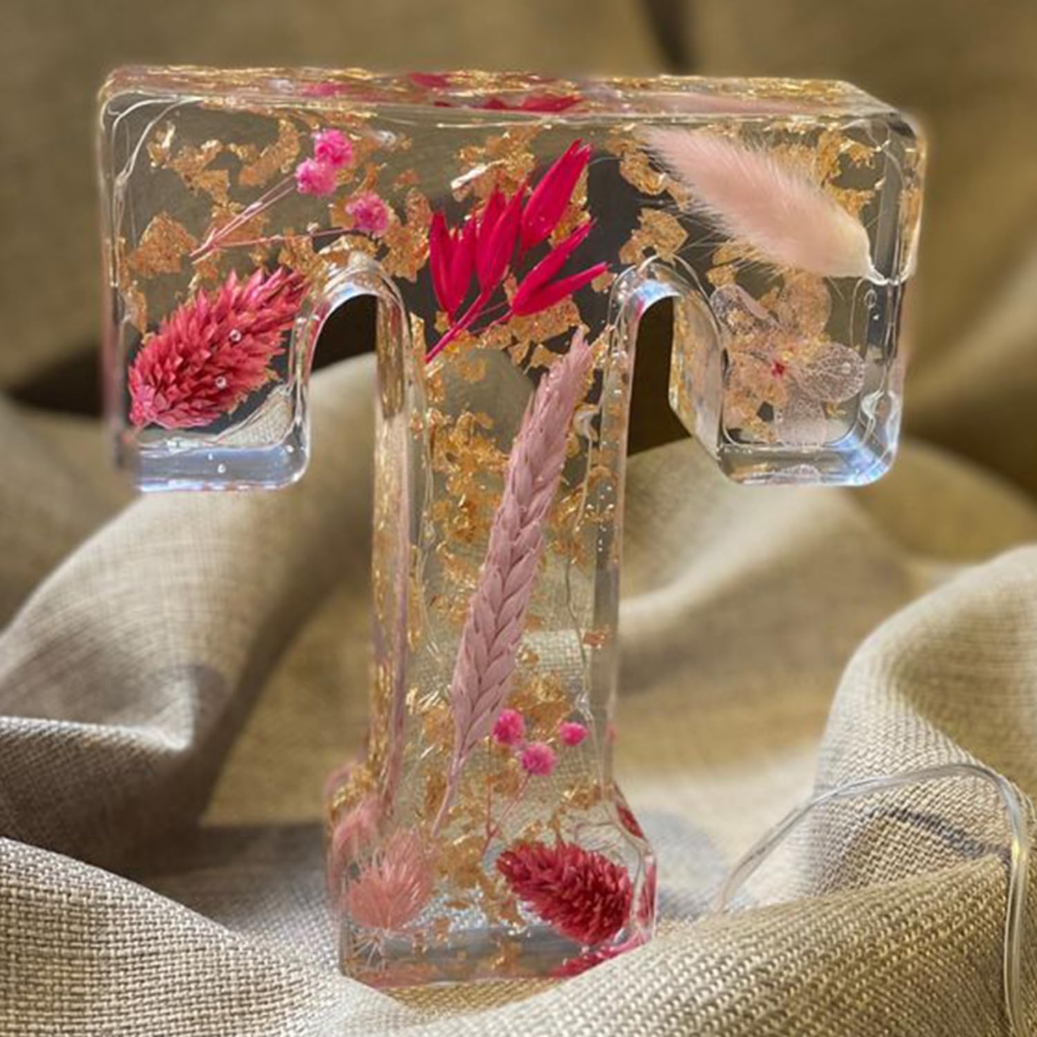 SUENTA Buchstaben-Harzlampe getrockneten Blumen Buchstabendesign T
