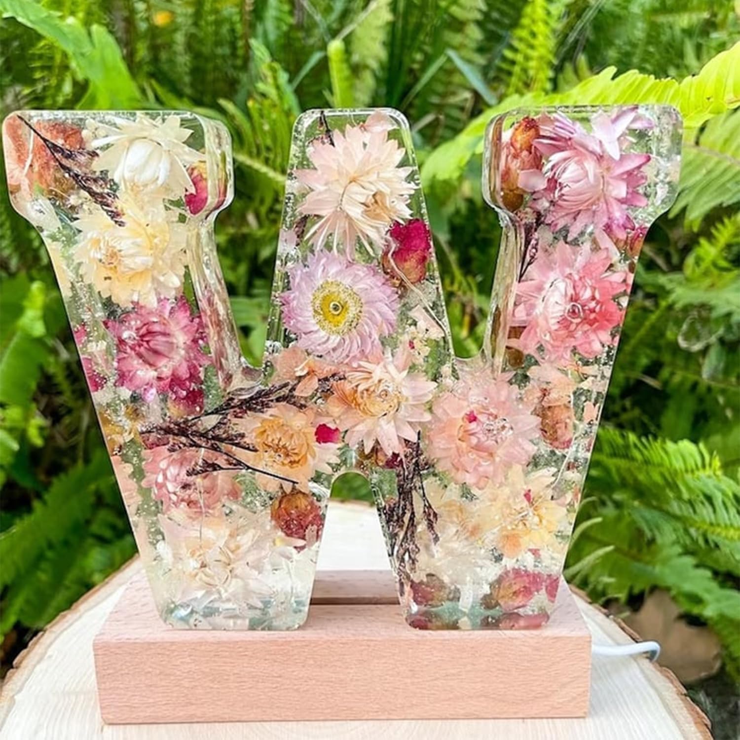 SUENTA Buchstaben-Harzlampe getrockneten Blumen Buchstabendesign W