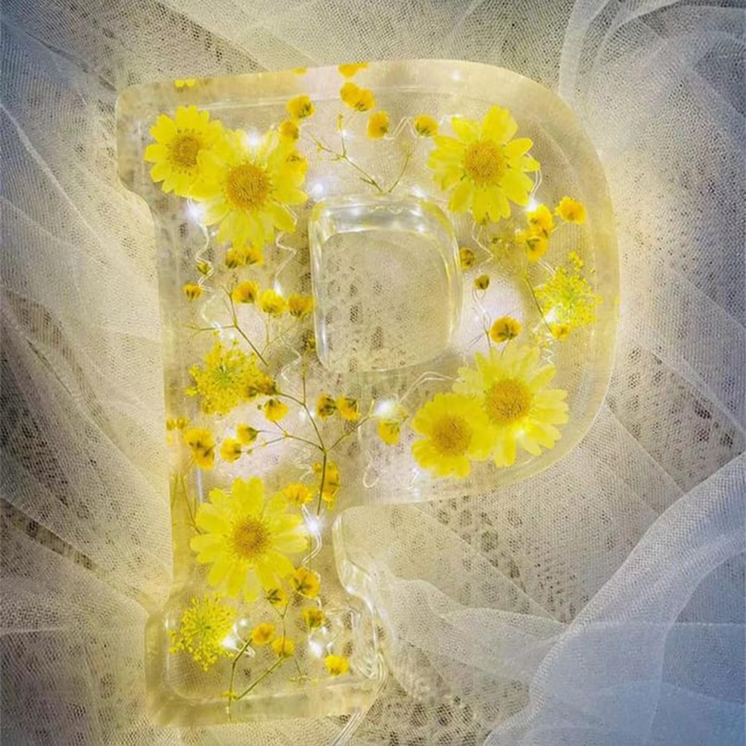SUENTA Buchstaben-Harzlampe getrockneten Blumen Buchstabendesign P