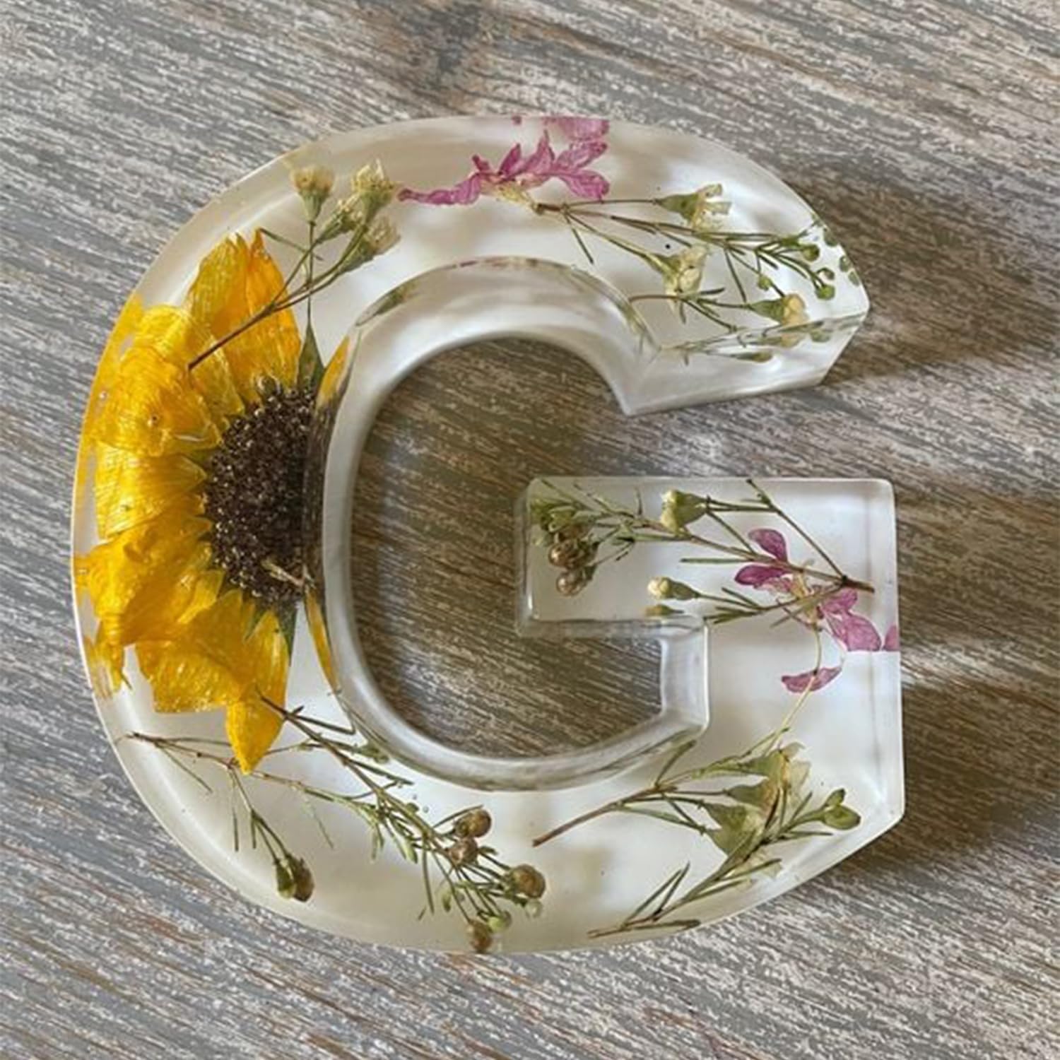 SUENTA Buchstaben-Harzlampe getrockneten Blumen Buchstabendesign G