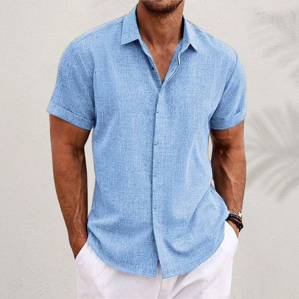 SUENTA Button-up-Hemd Sommerstil Kühl Bequem Strand Abend Hellblau