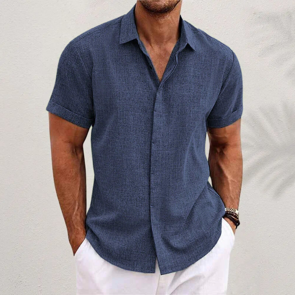 SUENTA Button-up-Hemd Sommerstil Kühl Bequem Strand Abend Marineblau