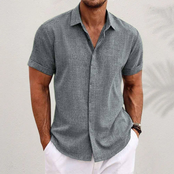 SUENTA Button-up-Hemd Sommerstil Kühl Bequem Strand Abend Grau