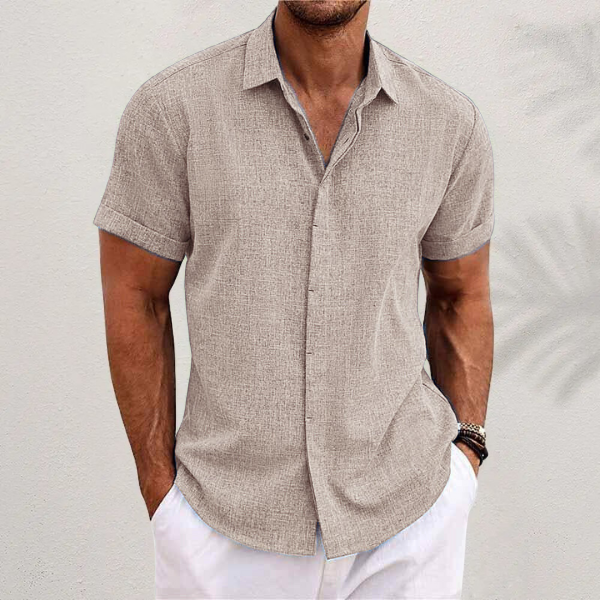 SUENTA Button-up-Hemd Sommerstil Kühl Bequem Strand Abend Beige