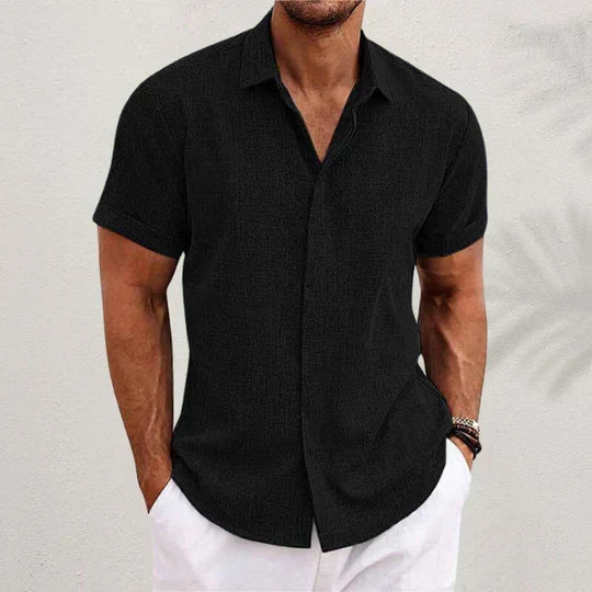 SUENTA Button-up-Hemd Sommerstil Kühl Bequem Strand Abend Schwarz