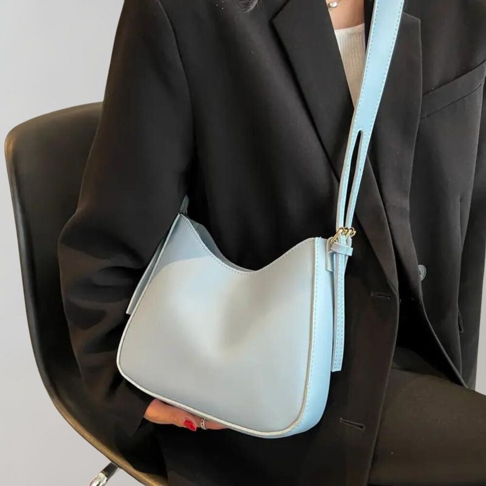 SUENTA Damen Crossbody Tasche Schlichte Elegante Vegan Leather Blau