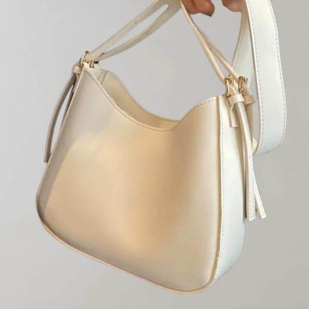 SUENTA Damen Crossbody Tasche Schlichte Elegante Vegan Leather Cremeweiß