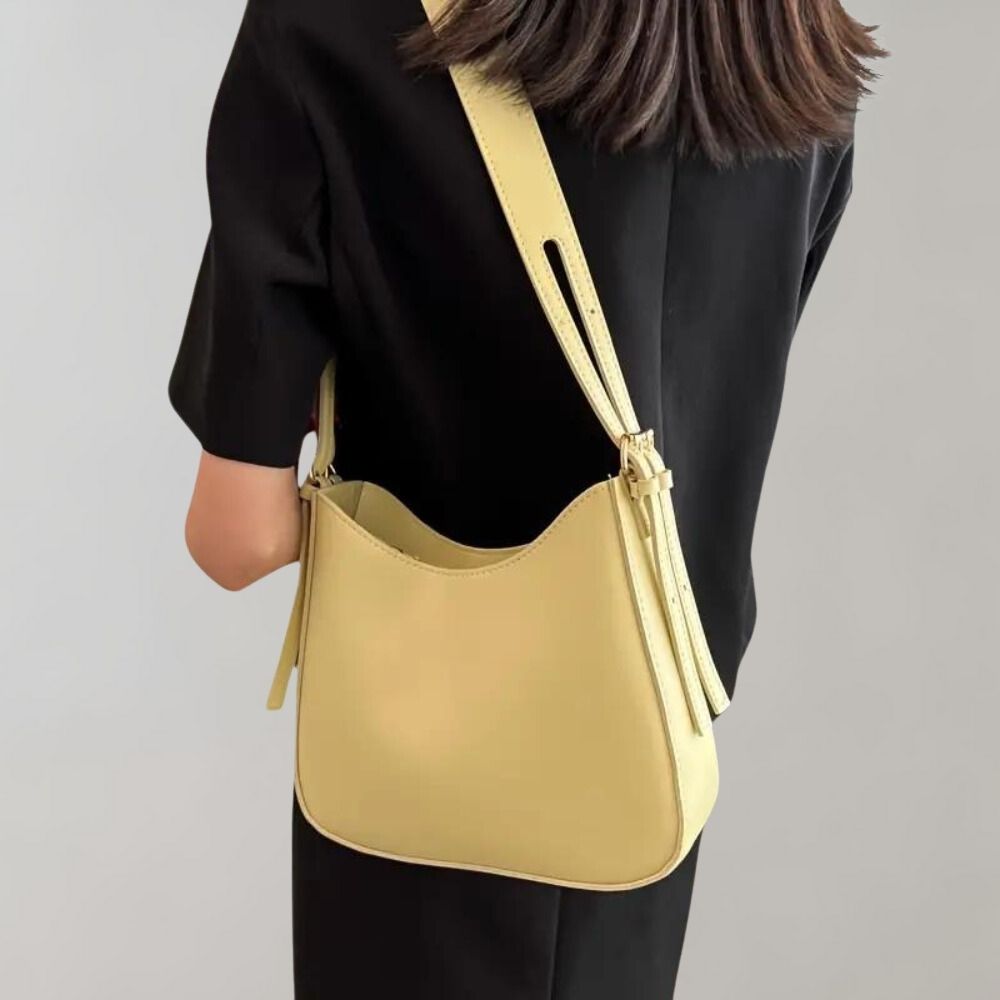 SUENTA Damen Crossbody Tasche Schlichte Elegante Vegan Leather Gelb