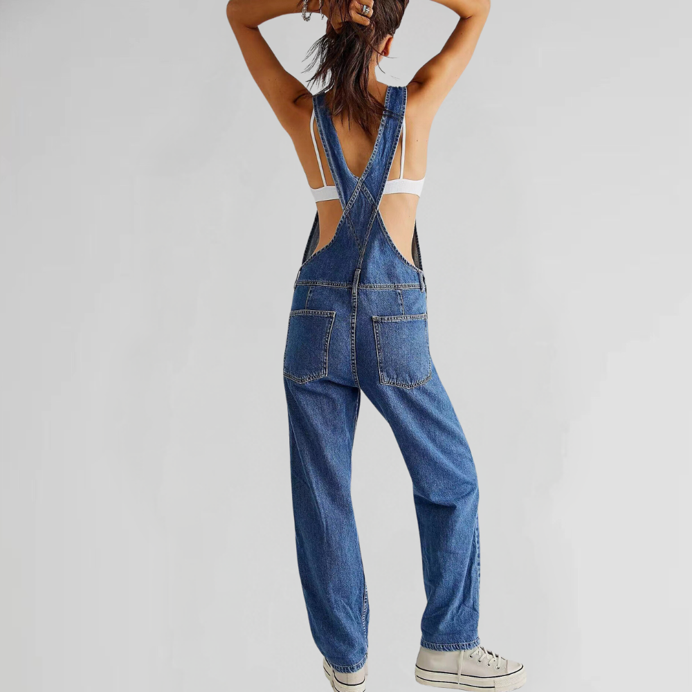 SUENTA Damen Latzhose – Bequeme Denim Hose mit Cross-Back-Design
